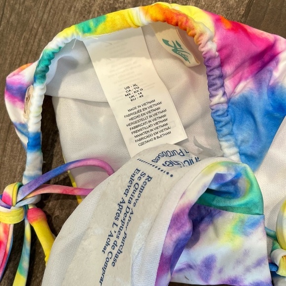 Hobie Tie Dye Rainbow String Bikini Sz XL To dye for Triangle Top & Side Thong - Picture 5 of 7